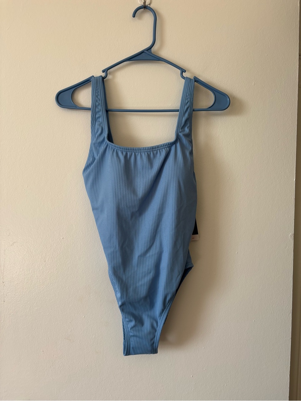 Speedo Light Blue Ribbed One-Piece Swimsuit